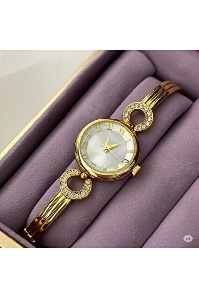 FAMEMUS ACCESSORY Crystal Ring Gold Color Bracelet Wrist Watch
