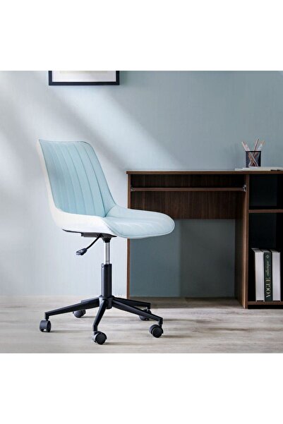 Danube Home Corinna Mid Back Office Chair - Light Blue L55xW50xH94cm