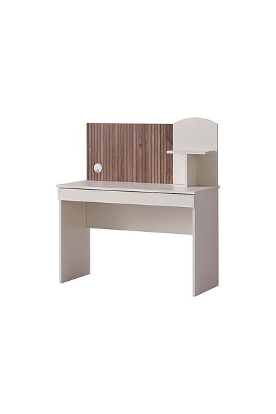 Danube Home Golf Study Desk with Hutch - Walnut/Cream L50xW110xH131.2cm