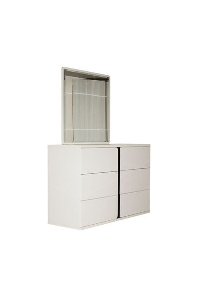Danube Home Palomeze Dresser with Mirror - White/Black - Stylish Bedroom Storage with 2-Year Warranty