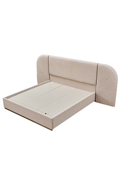 Danube Home Ashton 180 X 200 King Bed Set With 2 Night Stands - Beige/Brushed Gold L322xW215xH123cm