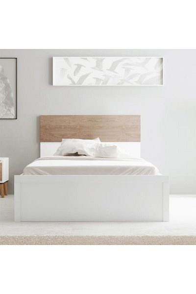 Danube Home Aurora 120x200 Single Bed - White / Natural Oak L130xW206.5xH90.5cm