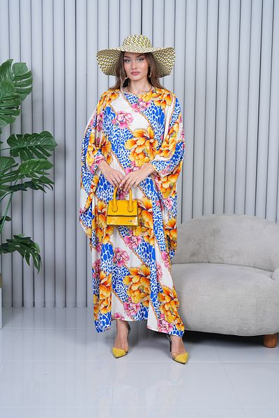 EL jadida Rochie de damă cu model de mărime mare din viscoză Saks Blue 4005