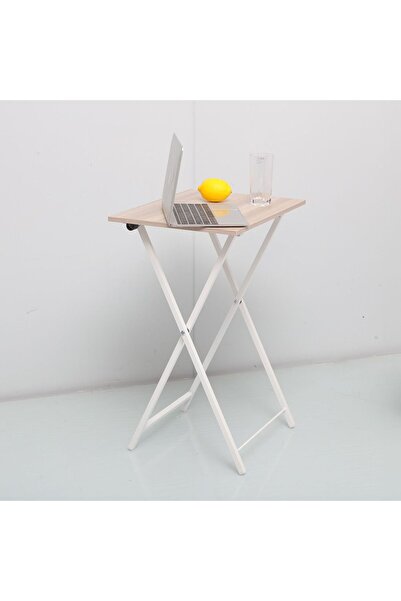 Danube Home Mineo Foldable Side Table-ash White-with 2 Year , Metal, L 48 x W...