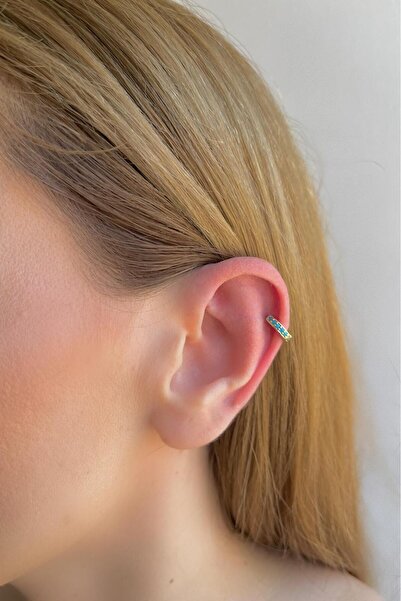 Bijou Luz Gold Mavi Taşlı Halka Piercing