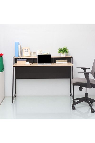 Danube Home Gracyn Study Desk - Oak/Black L124xW54xH90cm