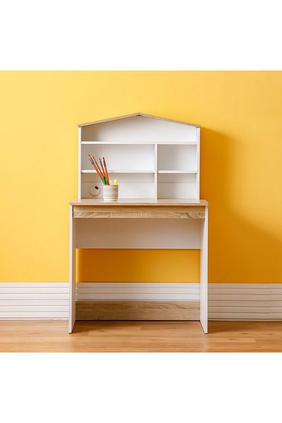 Danube Home Stanley Study Desk W/Hutch-Sonoma Oak & White L80xW50xH127.3cm