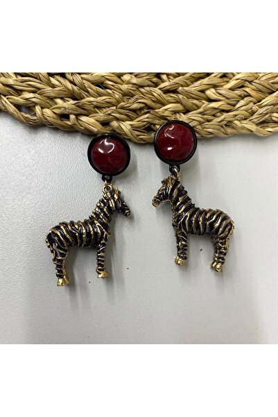 mibrillo Brand Equivalent Burgundy Detailed Zebra Z.Ra Earrings