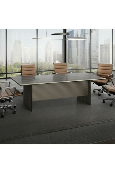 Danube Home طاولة اجتماعات/مؤتمرات رمادية من يوبن - خشب صلب وخشب صناعي - ٢٤٠×١٢٠ سم - ضمان ٥ سنوات