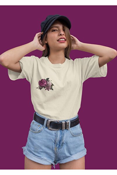 ArtYus ŽENSKA MAJICA SA KRATKIM RUKAVIMA I OKRUGLIM IZREZOM SA OTISNUTIM CVEĆ...