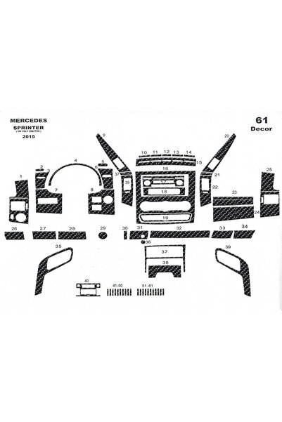 Marscockpitdesign مرسيدس سبرينتر-كرافتر كونسول-توربيدو 2006-2018 61 قطعة