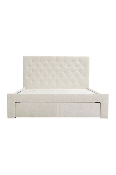 Danube Home Bacia 150x200 Queen Bed with 2 Front Drawers - Beige L218xW162xH111cm