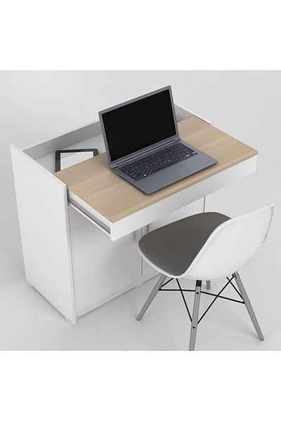 Danube Home Ovela 2 Door Study desk w/ Pull-out top table - White/Oak L79.3xW39.6xH75.5cm