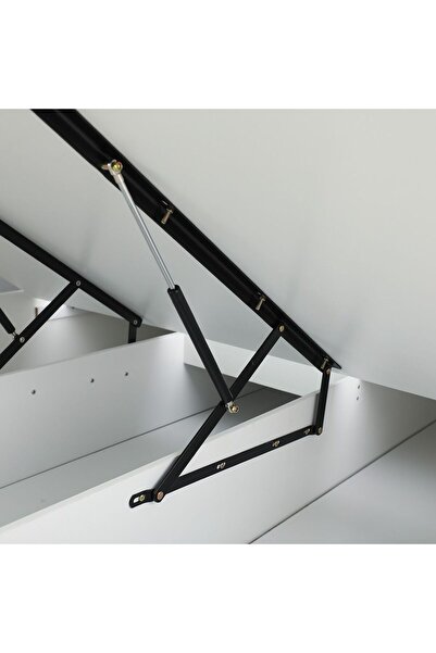 Danube Home Palomeze 150 X 200 Queen Bed W/With Hydraulic& Headboard Storage-White/Black L220.5xW159.2xH110.5cm