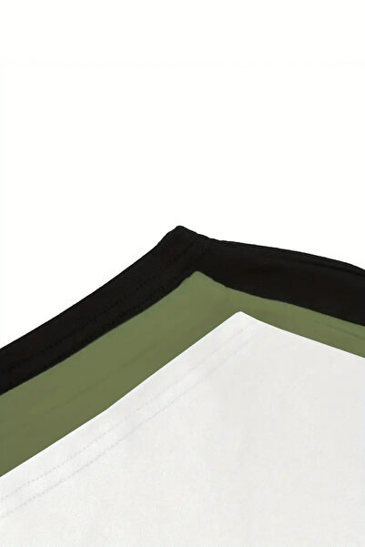 Tarz Cool Khaki White Black 3-Pack Women's Off Shoulder Boat Neck Oversize T-Shirt