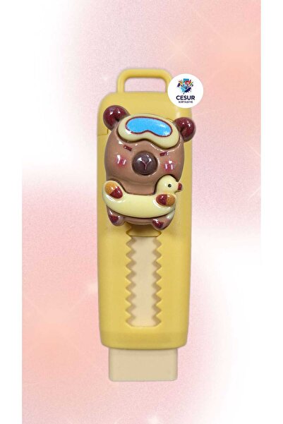 Mikro Capybara Sarı Silgi 1Adet Uzayabilir İtmeli Çekmeli