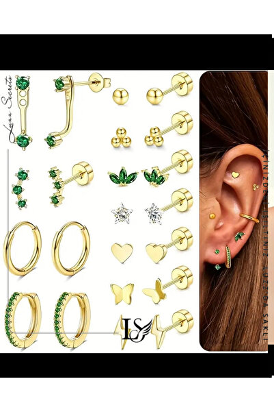 LUZZ SECRET'S 22 Piece Gold Edition Stainless Steel Cartilage Earring Set