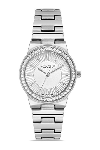 DAVID GUNER 31 mm, Taşlı, Çelik Kordon Metalik Zarif Kadın Kol Saati, Taşlı Bileklik Hediyeli