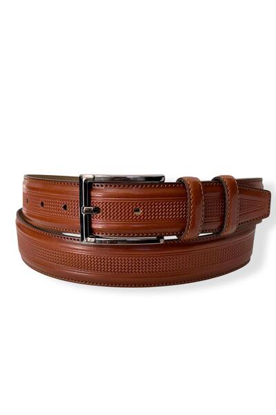 Gesa Men's Faux Leather Classic Pattern Belt 3.5 cm