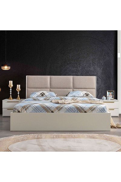 Danube Home V2 Serenity 180x200 King Bed - Mud Cream/Golden L193xW218xH107cm