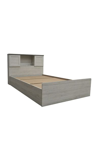 Danube Home Zenith 120x200 Young Single Bed with USB - White Oak/Cement L222.5xW128.5xH100cm