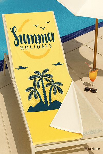 Mira Home Adult Unisex 70X140 cm Summer Patterned Beach, Sea, Bath Towel Ocean