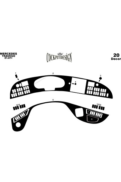 Marscockpitdesign Mercedes Travego Konsol-Torpido Kaplama 2005-2010 20 Parça