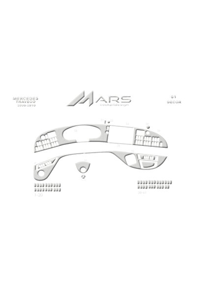 Marscockpitdesign مرسيدس ترافيجو بيانو أسود مطلي 2005-2010 61 قطعة