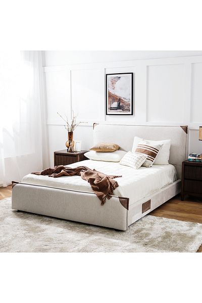 Danube Home Adamantin 150x200 Queen Bed - Beige L214xW177xH113cm