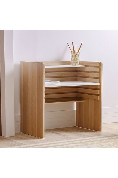 Danube Home Guyana Study Desk with Adjustable Table Shelves - Oak L80xW48xH80cm