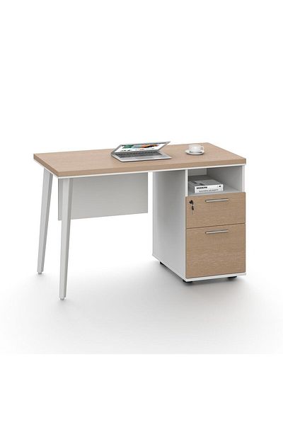 Danube Home V2 Herstal Office Desk- Oak/White L120xW60xH75cm