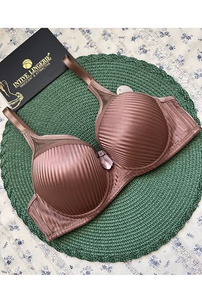 İntive Lingerie Evelyn Shiny Satin Line Λεπτομερής κούπα C Underwire Unpadded Μπροστινό Τούλι Λεπτομερής κομψό σουτιέν