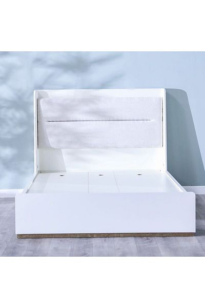 Danube Home V2 Eliza 150x200 Queen Bed - Matte White/Oak L158.2xW206.3xH130cm