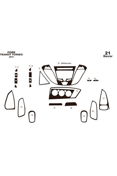 Marscockpitdesign فورد ترانزيت ديلوكس كونسول-توربيدو 2014 20 قطعة