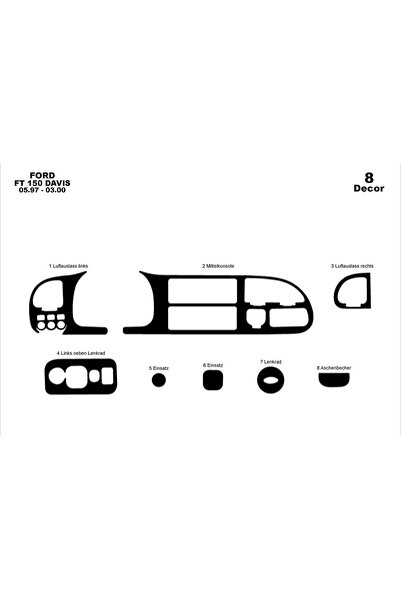 Marscockpitdesign فورد ترانزيت وحدة التحكم-توبوردو 1997-2000 8 قطع
