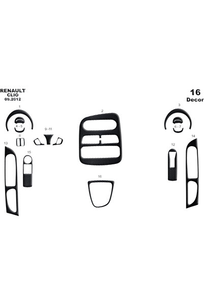 Marscockpitdesign رينو كليو 4 بيانو أسود مطلي 2012 16 قطعة