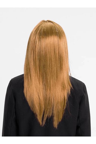 doremodam Gold Color Straight Cut Lined Inside Long Party Wig False Hair - Lisinya