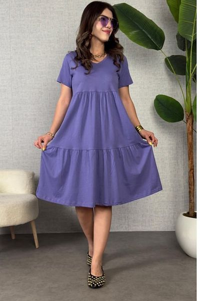 Viyamo New Season Women's Short Sleeve V-Neck Viscose Dress