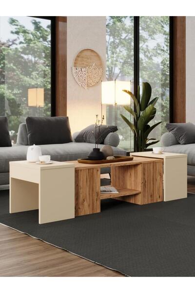 KuzeyLife Ople Zigonlu Orta Sehpa Atlantik Çam Kum Beji