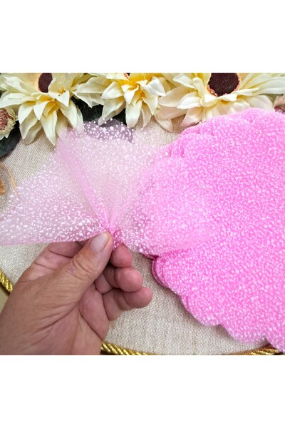 Murat Süs 20 cm Karlı Pembe Organze Tül - 100 Adet - Nikah Şekeri | Söz Nişan Düğün Hediyelik Malzemeleri
