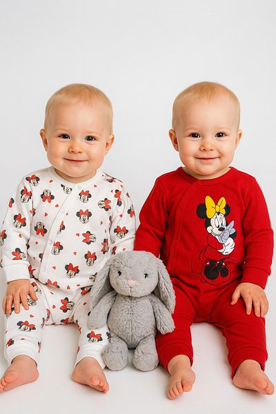 İZYALİF BABY Baby Girl Mini Mouse 2-Piece Jumpsuit Set with Cotton Snaps