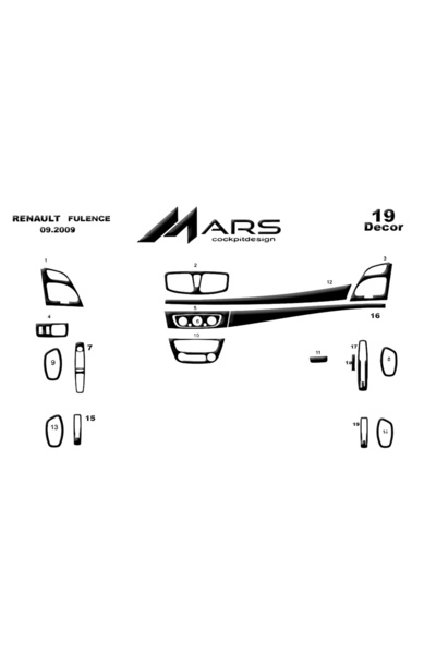 Marscockpitdesign رينو فلوانس 2009- كونسول- توربيدو 19 قطعة