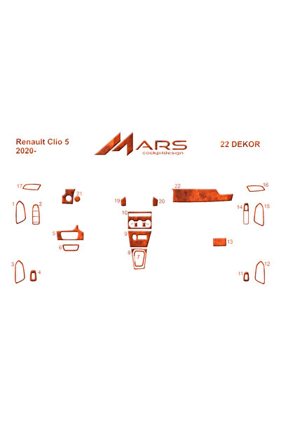 Marscockpitdesign رينو كليو 2020-2023 كونسول-توربيد