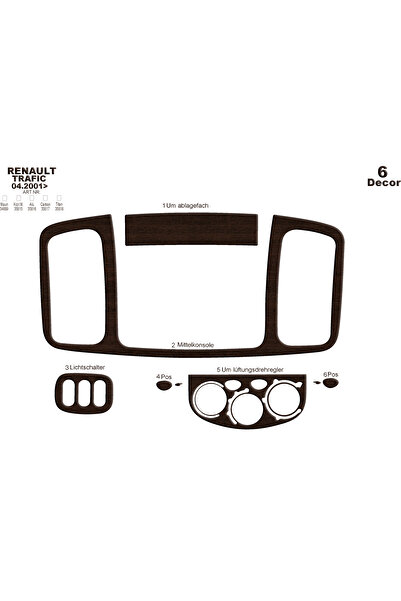 Marscockpitdesign رينو ترافيك فيفارو وحدة التحكم-توبيردو 2001-2006 6 قطع