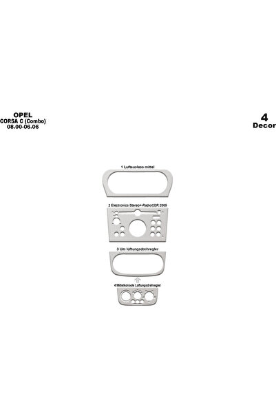 Marscockpitdesign Opel Corsa C / Combo Konsol-Torpido Kaplama 2000-2006 4 Parça