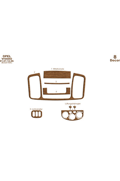Marscockpitdesign أوبل فيفارو - وحدة تحكم المرور - توربيدو 2001-2006 8 قطع