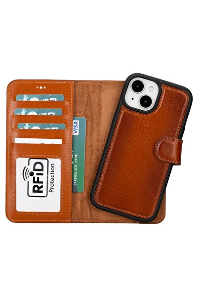 PLM حافظة جلدية متوافقة مع هاتف iPhone 15 MWWN RST2EF باللون البني