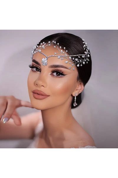 GlassySKY Indian Headgear/Boutonniere/Necklace/Hanfu Crown Hair Hijab Accessory Wedding/Engagement/Bride/Henna/Birthday/Party