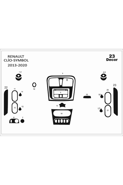 Marscockpitdesign رينو كليو رمز وحدة التحكم-تورد 2012 23 قطعة