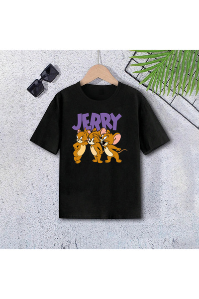 SVART WEAR Детска и младежка тениска с къс ръкав, 100% памук, с принт „Джери ...